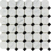 Carrara White Octagon and dot mosaic tile in polished or honed finish