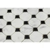 Carrara White Octagon and square mosaic marble tile pattern in polished or honed finish