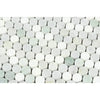 White and gray cylindrical mosaic tiles from Carrara White Penny-Round Marble Tile