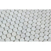 Carrara White Penny-Round Mosaic Marble Tile showcasing polished and honed white tiles