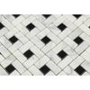 Carrara White Pinwheel Mosaic with Black Basketweave Marble Tile polished or honed