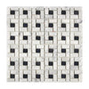 Carrara White Pinwheel Mosaic Marble Tile with Black Geometric Pattern Design