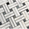 Herringbone pattern of Carrara White Stanza Mosaic Marble Tile in polished finish