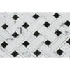 Woven marble and black tile pattern in Carrara White Triple-Weave Mosaic Marble Tile