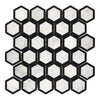 Carrara White Vortex 2’’ Hexagon Marble Tile with Black Polished or Honed Finish