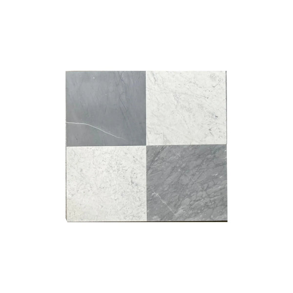 Checkerboard Bardiglio and Bianco Carrara Marble 12X12 Set featuring gray and white tiles