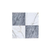 Four Checkerboard Bardiglio and Calacatta Gold Marble 12X12 tiles with a marble pattern