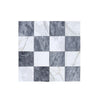 Checkerboard Bardiglio and Calacatta Gold Marble 12X12 Set tile pattern displayed