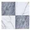 Four marble-patterned tiles from the Checkerboard Bardiglio and Calacatta Gold Marble set