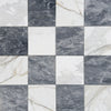 Checkered marble tile pattern in Checkerboard Bardiglio and Calacatta Gold Marble Set