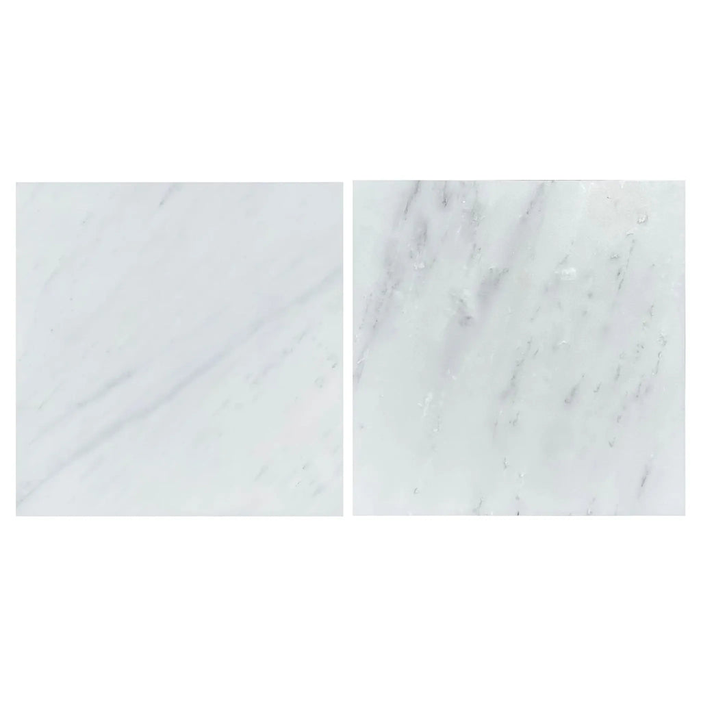 Two marble tiles from the Checkerboard Bardiglio Imperiale and Oriental White Marble Set