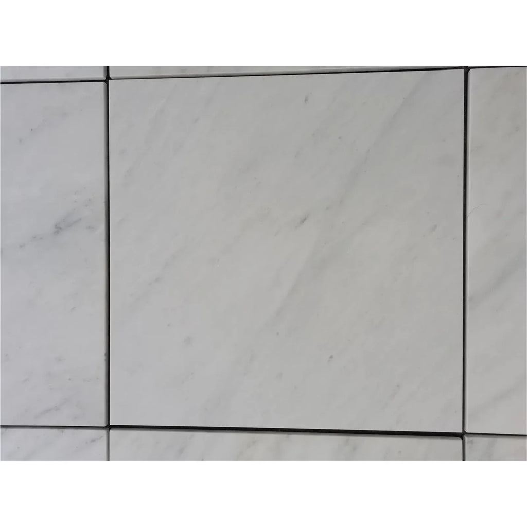 White marble-patterned tiles from Checkerboard Bardiglio Imperiale and Oriental White set