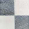 Checkerboard pattern of Bardiglio Imperiale and Thassos 12X12 marble tiles