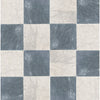 Checkered tile pattern of Checkerboard Bardiglio Marble and Carrara White Marble 12X12 Tumbled Set