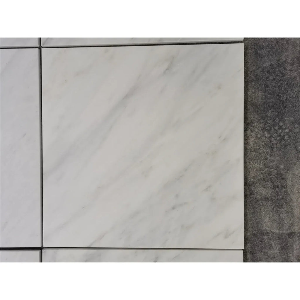 Square marble-patterned tile in Checkerboard Bardiglio Marble and Oriental White Marble set