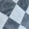 Black and white marble tile pattern of Checkerboard Bardiglio Nuvolato and Oriental White Set