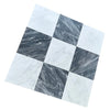 Checkerboard marble tile pattern in Bardiglio Nuvolato and Oriental White 12X12 Set