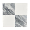 Checkerboard Bardiglio Nuvolato and Oriental White tile featuring marble quadrants