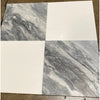 Square tile featuring Checkerboard Bardiglio Nuvolato and Thassos design in marble