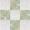 Checkerboard Bianco Carrara White and Ming Green Marble Tile Pattern 12x12 Set