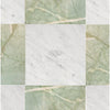 Checkerboard Bianco Carrara White Marble and Ming Green Marble tile arrangement