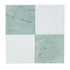 Checkerboard Bianco Dolomite and Ming Green tile with marble and white squares