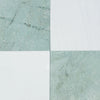 Checkered marble and white tiles in Checkerboard Bianco Dolomite and Ming Green Set