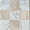 Nine square marble tiles in Checkerboard Calacatta Gold and Diano Royal Marble Set