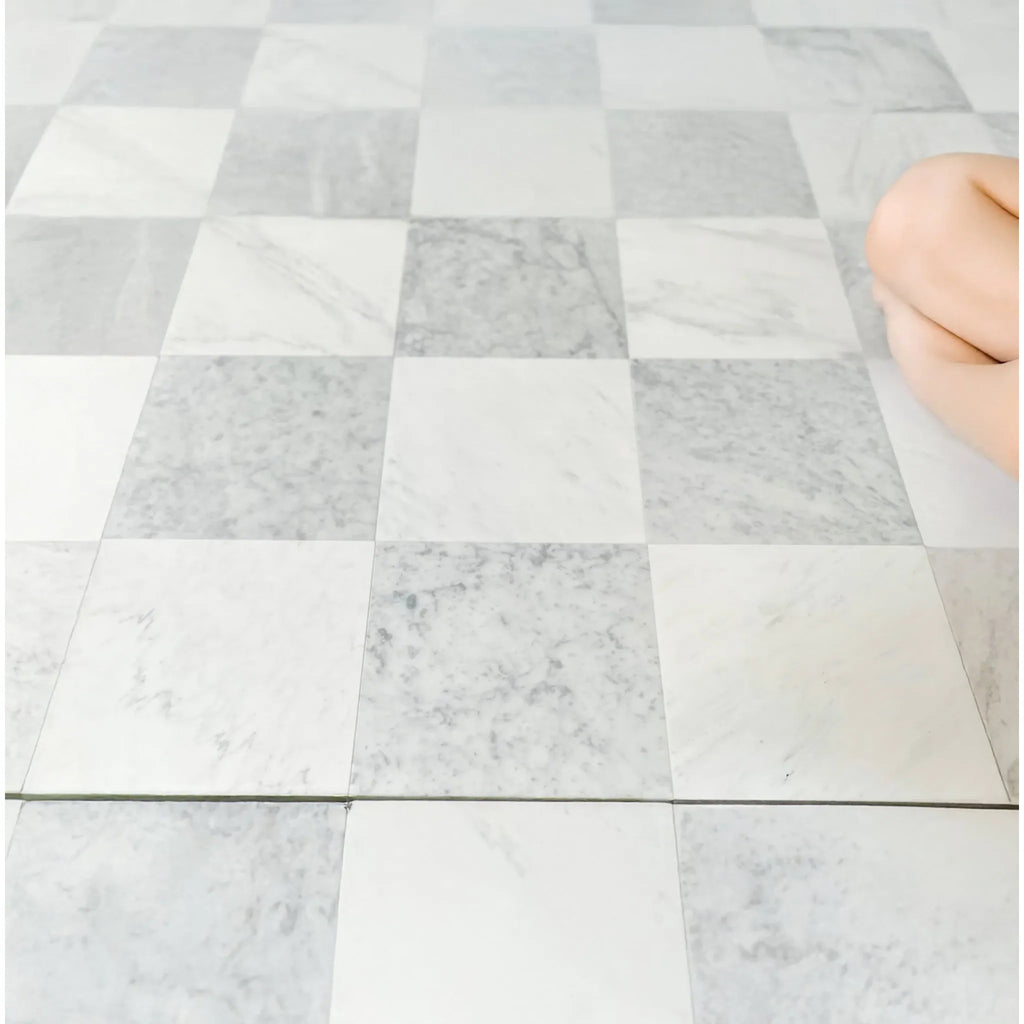 Checkerboard Carrara White and Oriental White 12X12 Set marble floor design