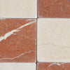 Red and cream marble tiles in Checkerboard Crema Marfil - Rojo Alicante 3X3 Tumbled design