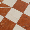 Checkerboard Crema Marfil - Rojo Alicante 3X3 Tumbled marble floor tiles display