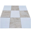 Alternating pattern of square tiles in Checkerboard Emperador Dark Marble and Crema Marfil set