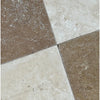 Four stone tiles with varied coloration in Checkerboard Emperador Dark Marble set