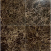 Four brown marble tiles from Checkerboard Emperador Dark and Crema Marfil Set