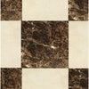 Checkerboard Emperador Dark Marble and Crema Marfil Marble 18X18 tile pattern