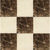 Checkerboard marble tile pattern featuring Emperador Dark and Crema Marfil 18X18 set