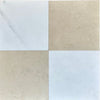 Four-square tile pattern in Checkerboard Emperador Dark and Crema Marfil Marble Set