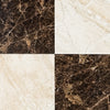 Four marble tiles from the Checkerboard Emperador Dark and Diano Royal Marble Set