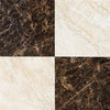 Four Checkerboard Emperador Dark and Diano Royal Marble tiles in a set