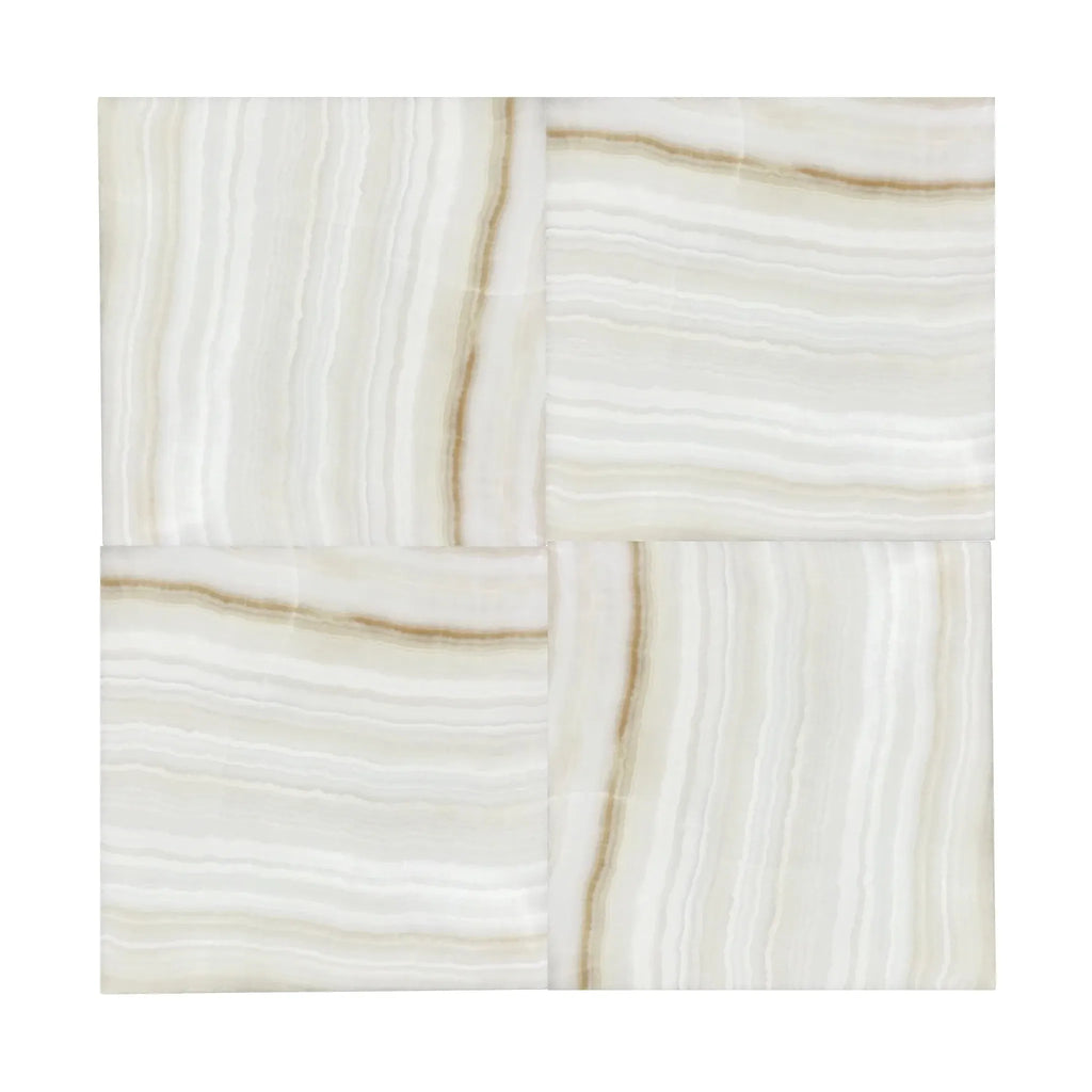 Square marble tile pattern featuring Checkerboard Green Onyx and White Onyx set