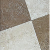 Tiled floor featuring alternating Ivory and Noce Travertine colors in a checkerboard pattern