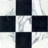 Checkerboard Nero Marquina and Arabescato Corchia Marble Tile Pattern 18X18 Set