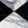 Black and white marble tile pattern of Checkerboard Nero Marquina and Arabescato Corchia