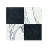 Black and white marble tile pattern in Checkerboard Nero Marquina and Arabescato Corchia set