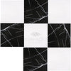 Checkerboard pattern of Nero Marquina and Dolomite marble tiles in 12X12 set