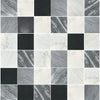 Checkerboard pattern of Nero Marquina Marble and Dolomite Marble in 12X12 Set