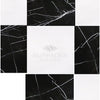 Black and white Checkerboard Nero Marquina and Dolomite Marble tile arrangement