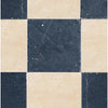 Checkerboard tile pattern featuring Nero Marquina Marble and Ivory Travertine mix