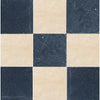 Checkerboard tile pattern featuring Nero Marquina Marble and Ivory Travertine design