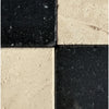 Black and white checkered tiles of Checkerboard Nero Marquina Marble and Ivory Travertine